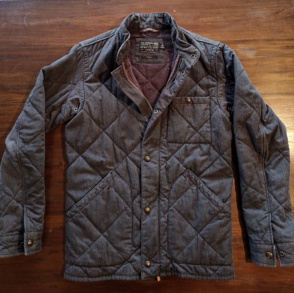 J Crew Men's XS Sussex Grey Quilted Coat